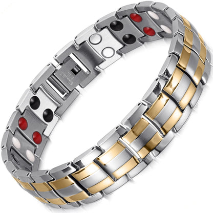 RainSo Magnetic Stainless Steel Bracelet – 4-in-1 Health Care for Men