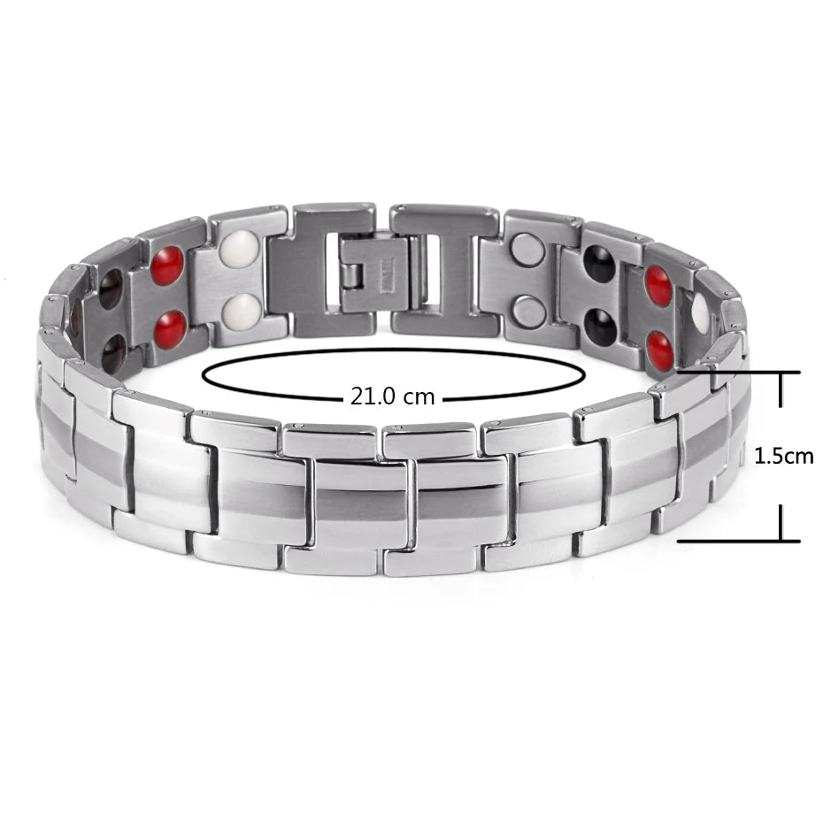 RainSo Magnetic Stainless Steel Bracelet – 4-in-1 Health Care for Men