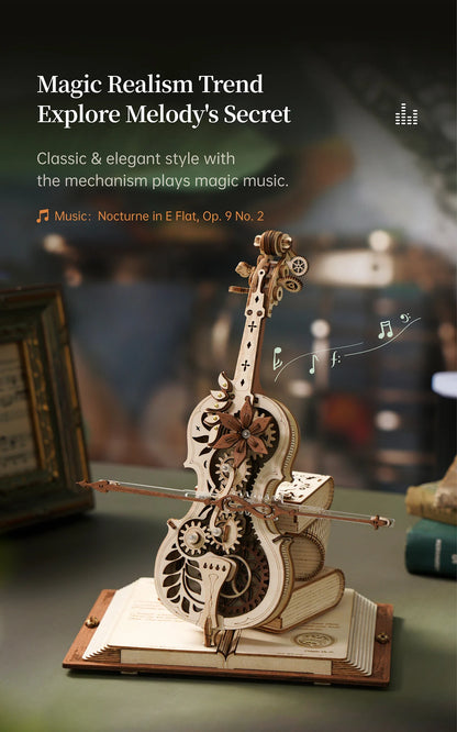 Robotime ROKR Magic Cello 3D Wooden Puzzle – Mechanical Music Box Toy