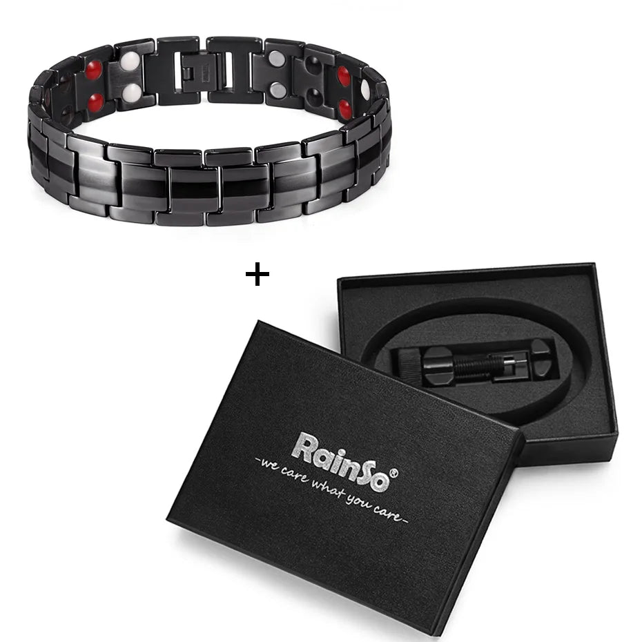 RainSo Magnetic Stainless Steel Bracelet – 4-in-1 Health Care for Men