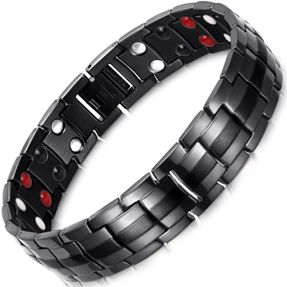 RainSo Magnetic Stainless Steel Bracelet – 4-in-1 Health Care for Men