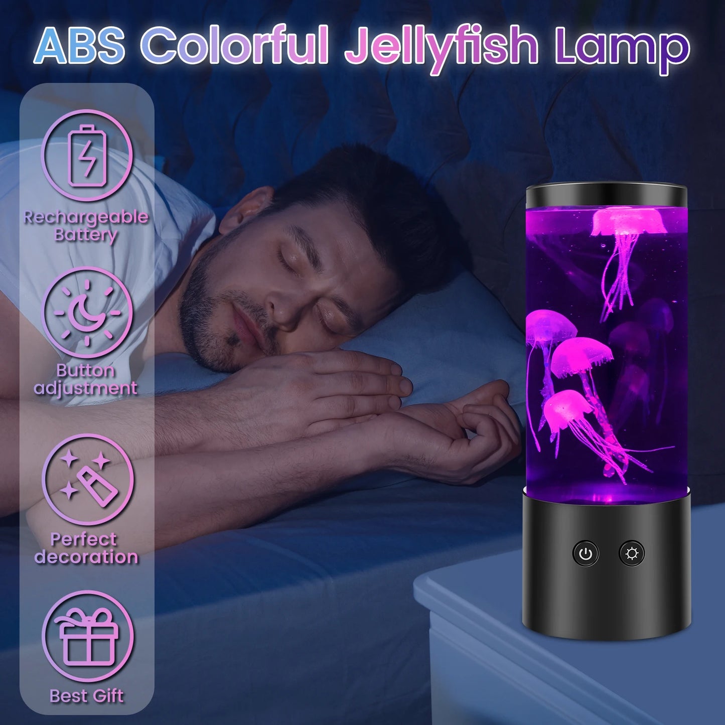 7-Color Jellyfish Night Light – Perfect Gift for Kids, USB Rechargeable Aquarium Lamp for Home Decor