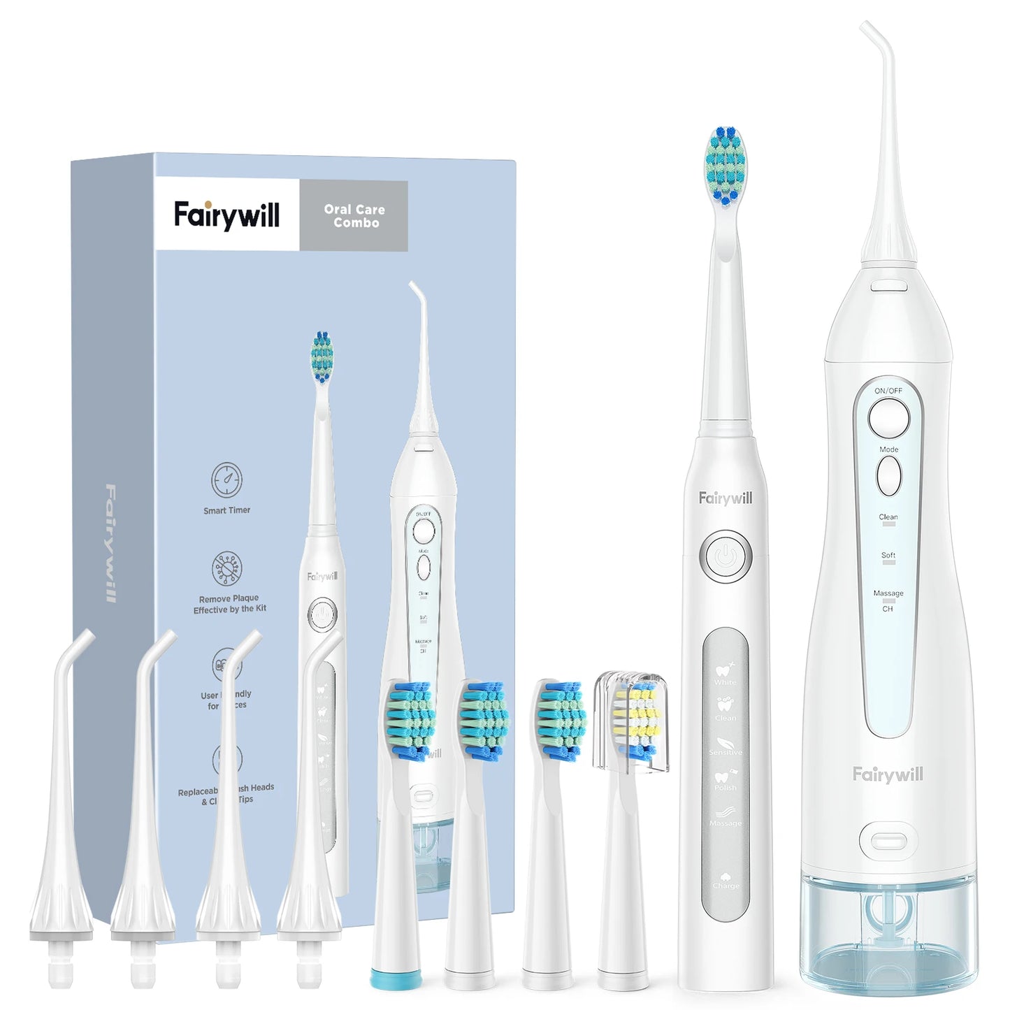 Fairywill Portable Water Flosser – 3 Modes, 4 Nozzles, IPX7 Waterproof Electric Oral Irrigator for Adults