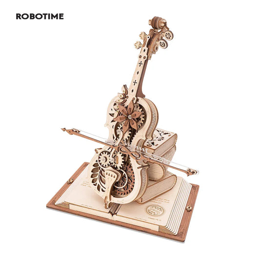 Robotime ROKR Magic Cello 3D Wooden Puzzle – Mechanical Music Box Toy