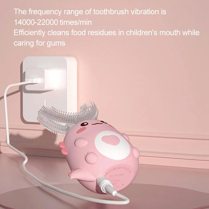 Kids' U-Shaped Smart Toothbrush – 360° Sonic, Rechargeable Silicone Electric Toothbrush for Children