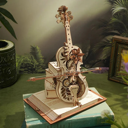 Robotime ROKR Magic Cello 3D Wooden Puzzle – Mechanical Music Box Toy