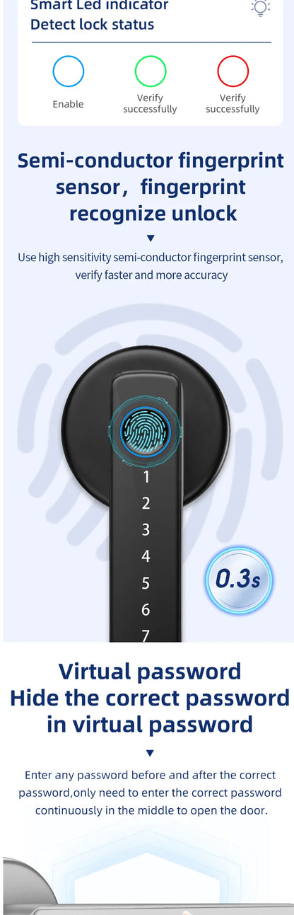 XSDTS Smart Door Lock F2 – Fingerprint, Keypad & Bluetooth Entry