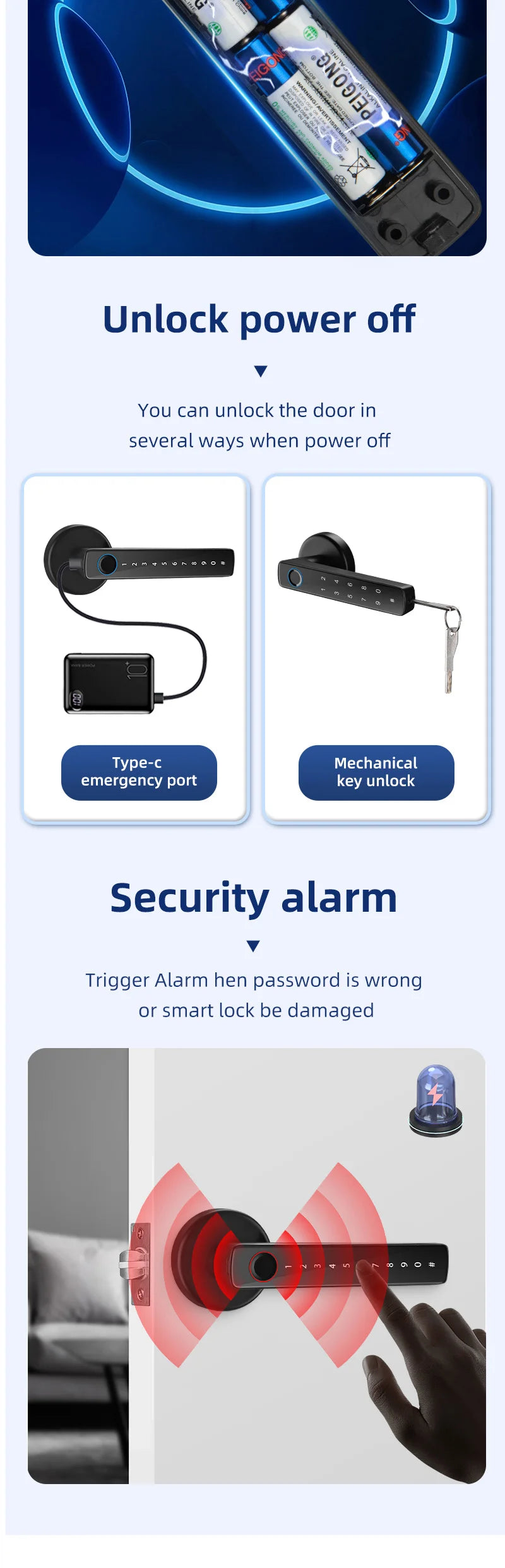 XSDTS Smart Door Lock F2 – Fingerprint, Keypad & Bluetooth Entry