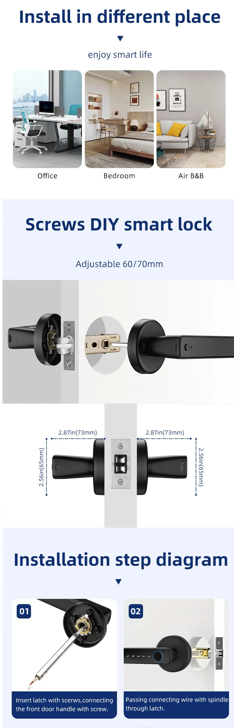 XSDTS Smart Door Lock F2 – Fingerprint, Keypad & Bluetooth Entry