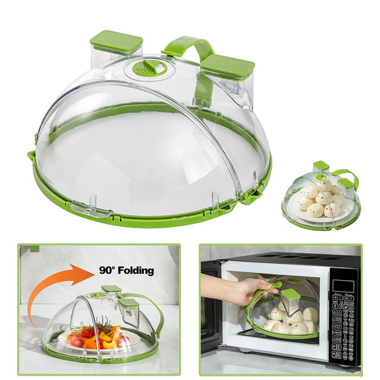 Anti-Splash Microwave Lid with Steam Vent & Ergonomic Handle – Transparent Dish Cover for Kitchen Use