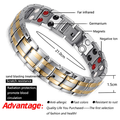 RainSo Magnetic Stainless Steel Bracelet – 4-in-1 Health Care for Men