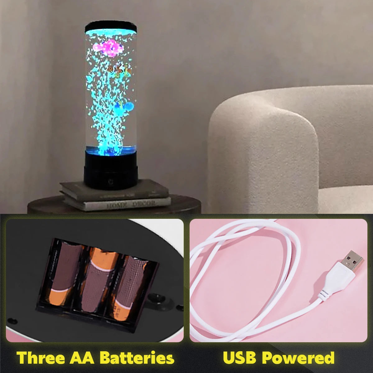 7-Color Jellyfish Night Light – Perfect Gift for Kids, USB Rechargeable Aquarium Lamp for Home Decor