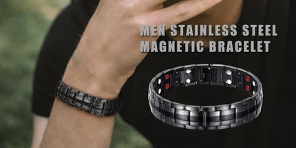 RainSo Magnetic Stainless Steel Bracelet – 4-in-1 Health Care for Men