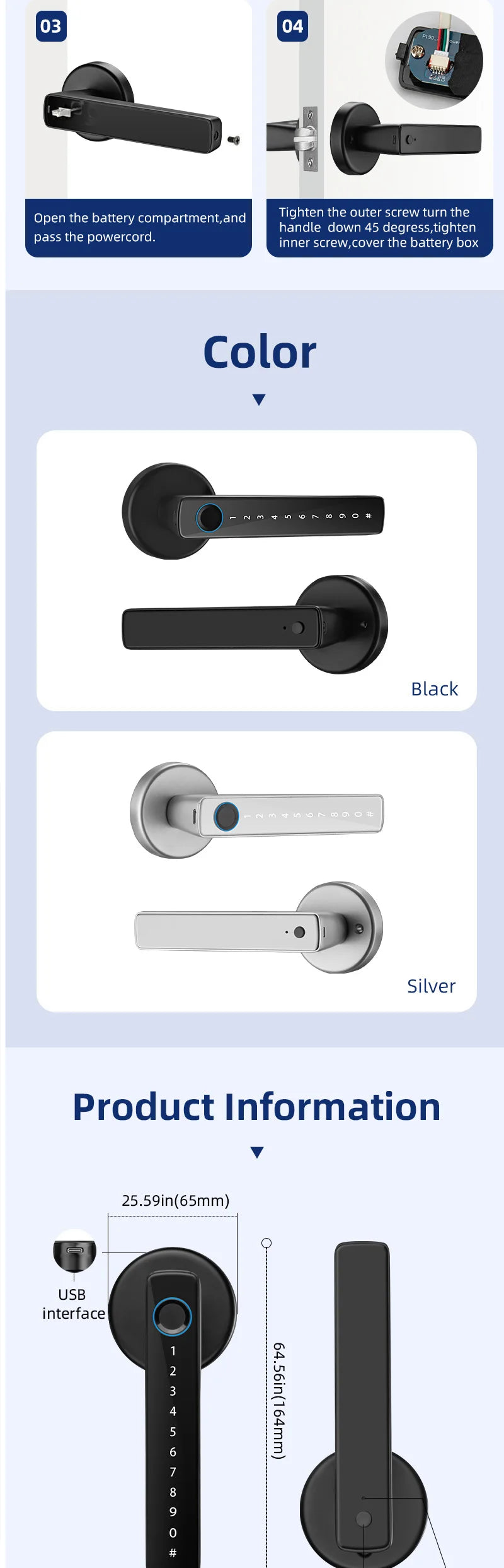 XSDTS Smart Door Lock F2 – Fingerprint, Keypad & Bluetooth Entry