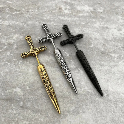 Gothic Sword Dagger Earrings – Punk Style Ear Jacket for Women & Men