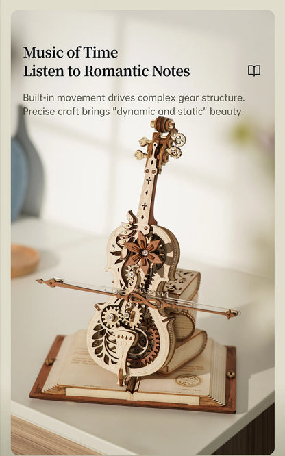 Robotime ROKR Magic Cello 3D Wooden Puzzle – Mechanical Music Box Toy