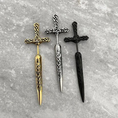 Gothic Sword Dagger Earrings – Punk Style Ear Jacket for Women & Men